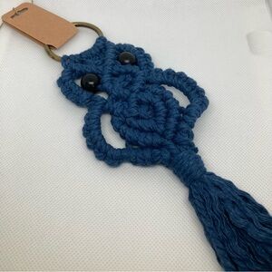 Handcrafted Macrame Owl on Metal Ring 12 Inch x 3.25 Inch